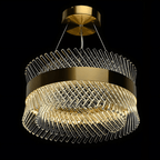 Lustre LED couronne de cristal torsadé et anneau doré, Ø 40 cm