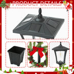 Lampadaire solaire de Noël 150 cm avec couronne et jardinière