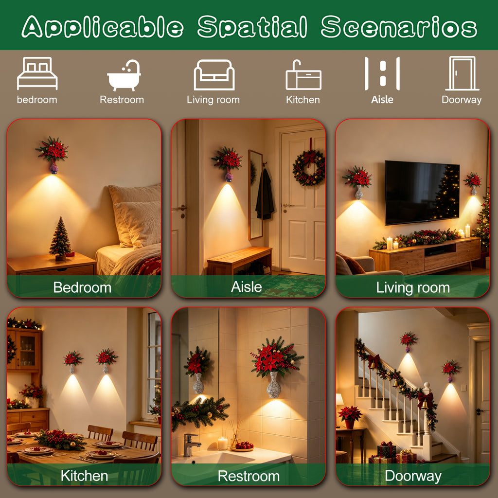 Applique murale vase LED à détecteur, décor craquelé ou galaxie