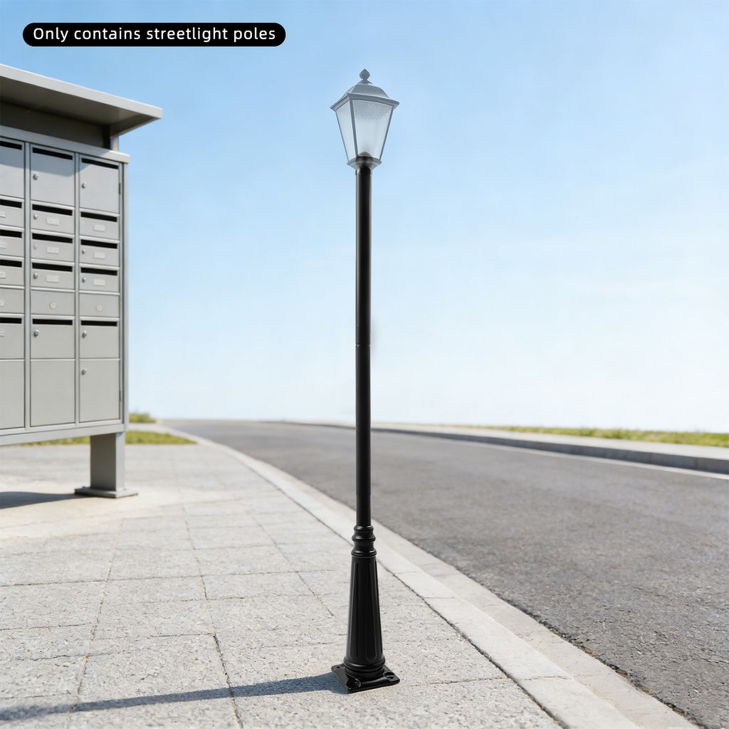 Poteau de lampadaire de jardin 3,80 m en fer noir, style classique