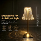 Lot de 2 lampes sans fil dorées à abat-jour plissé, mémoire tactile