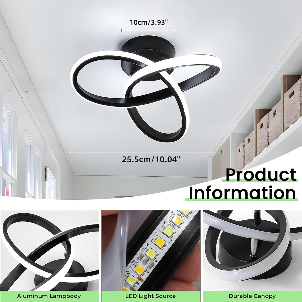 Petit plafonnier LED à anneaux entrelacés, Ø 26 ou 31 cm