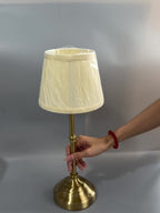 Lot de 2 lampes de chevet sans fil, abat-jour plissé crème