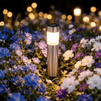 Lampe solaire de jardin en tube finition acier, lot de 4 IP44