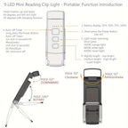 Lampe de lecture à pince de poche, 9 LED, minuterie, 3 coloris