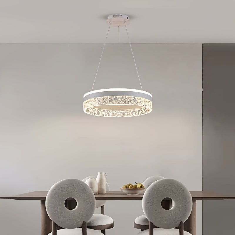 Suspension anneau LED Ø 40 cm, diffuseur effet glace, trois teintes
