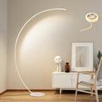 Lampadaire arc LED 165 cm, trois teintes et variateur, doré ou blanc