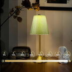 Lampe de table sans fil plissée sur dôme doré, tactile, 6 coloris