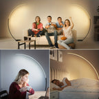 Lampadaire arc LED 25 W noir à minuterie et mémoire, 165 cm