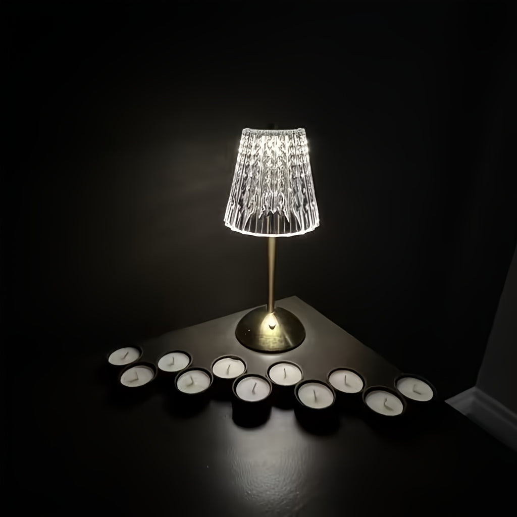 Lot de 2 lampes de table tactiles à abat-jour taillé transparent