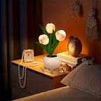 Lampe décorative bouquet de tulipes LED en pot céramique