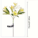 Lot de 2 tiges de lys roses solaires à planter, 7 fleurs LED