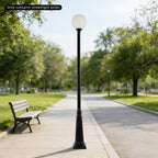 Poteau de lampadaire de jardin 3,80 m en fer noir, style classique