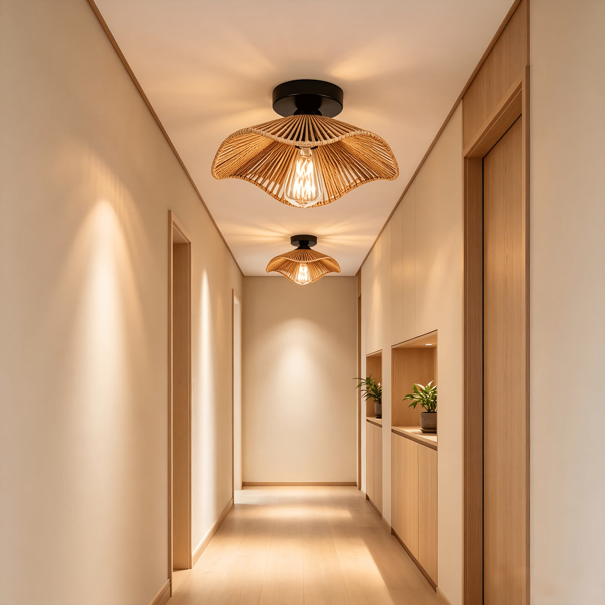 Un luminaire de couloir doux à la forme organique