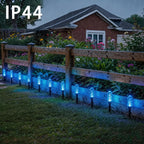 Guirlande solaire de balises bleues effet cristal à piquets, IP44