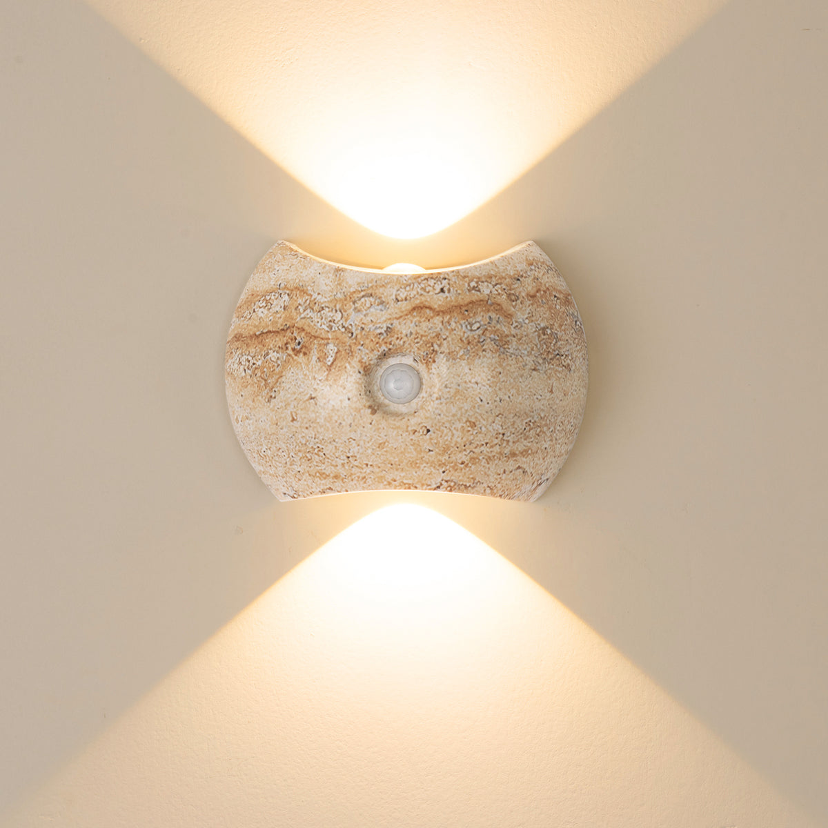 Applique murale LED ovale à détecteur, effet bois ou doré