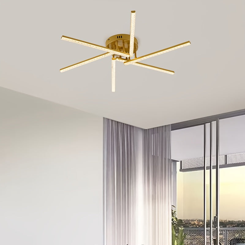 Plafonnier LED à branches rayonnantes, doré, noir ou blanc, 76 cm