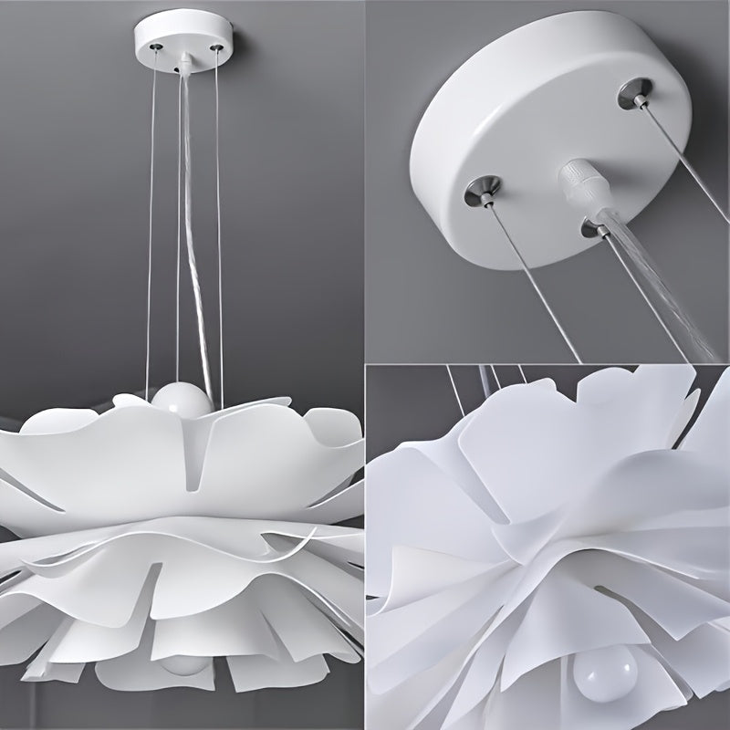 Suspension corolle à pétales ondulés blancs, Ø 50 cm, E27