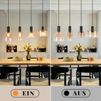 Suspension en verre ambré aux formes mêlées, 3 ou 4 lumières, E27