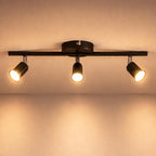 Plafonnier 3 spots GU10 noir sur rampe de 30 cm, à l'unité ou par 2
