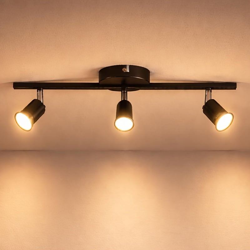 Plafonnier 3 spots GU10 noir sur rampe de 30 cm, à l'unité ou par 2