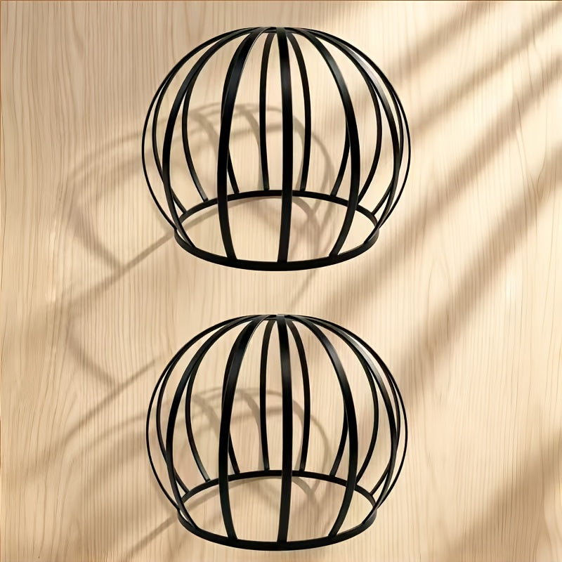 Abat-jour cage en lamelles de métal noir, lot de 2, Ø 18,5 cm