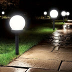 Lampe solaire boule blanche à piquet IP65, lot de 4 pour pelouse