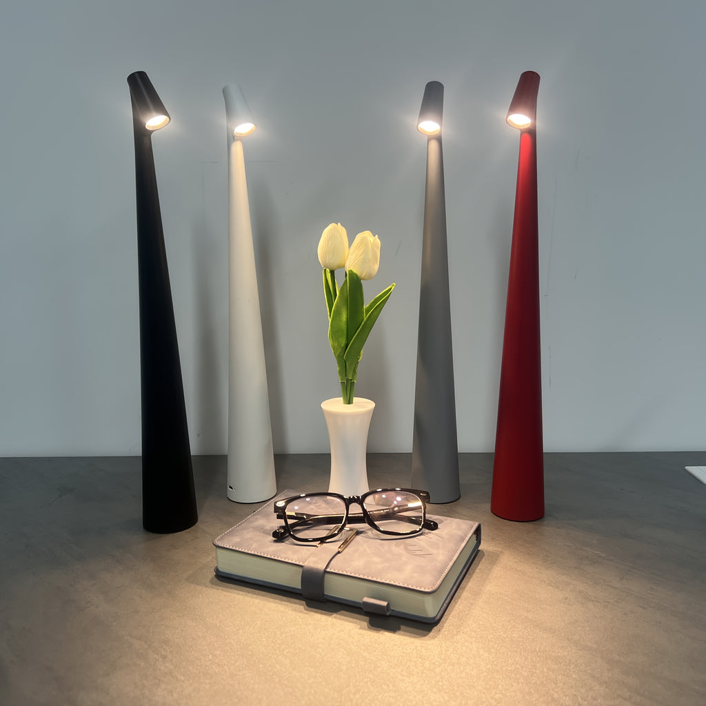 Lampe de table sans fil conique en métal, 45 ou 33,5 cm, 5 coloris