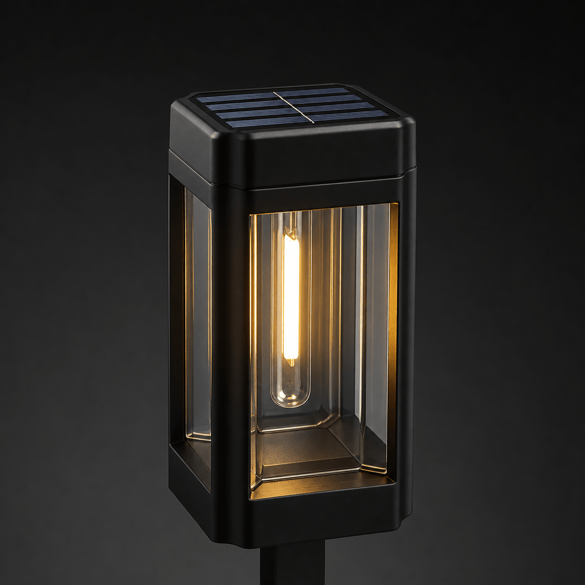 Balise solaire lanterne carrée noire de 41 cm, lot de 4 IP44