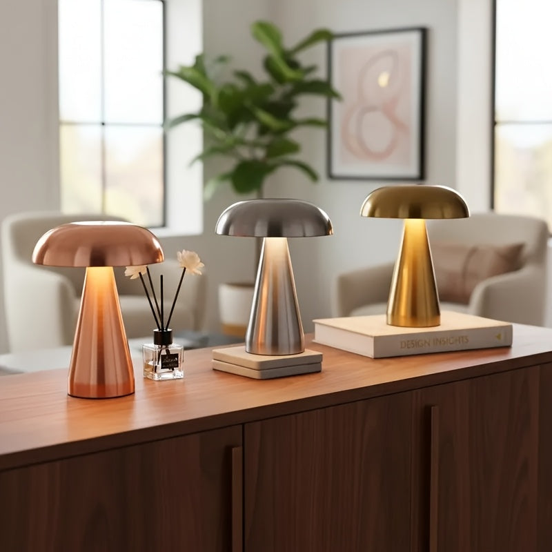 Lampe champignon en métal sans fil à pied conique, 20,5 cm