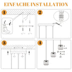 Suspension 3 lumières tressée, barre noire de 71 cm, douilles E27