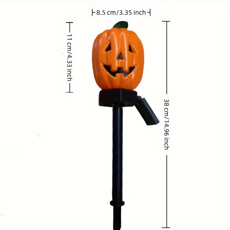 Lot de 4 citrouilles solaires sur piquet à lueur chaude, 38 cm