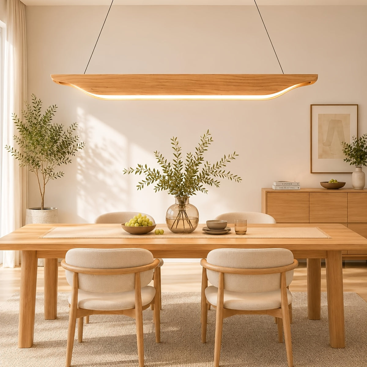 Suspension en bois clair à la forme de coque
