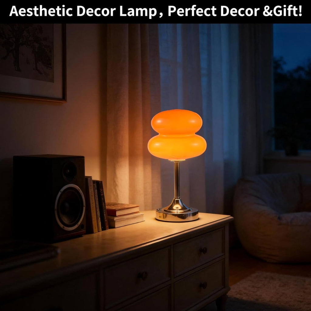 Lampe champignon rétro en verre bulle et pied chromé, sans fil
