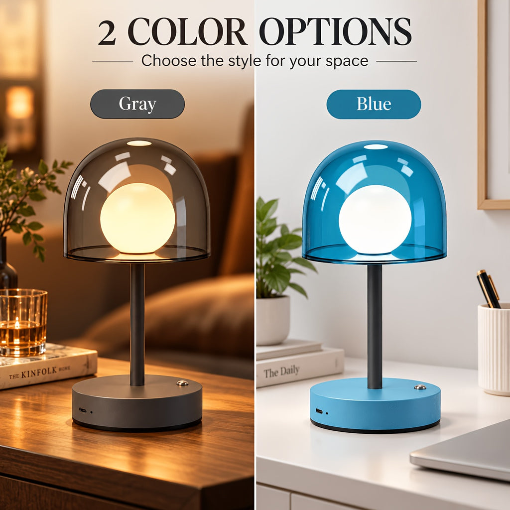Lampe champignon sans fil à dôme gris ou bleu, 3000 à 6500K