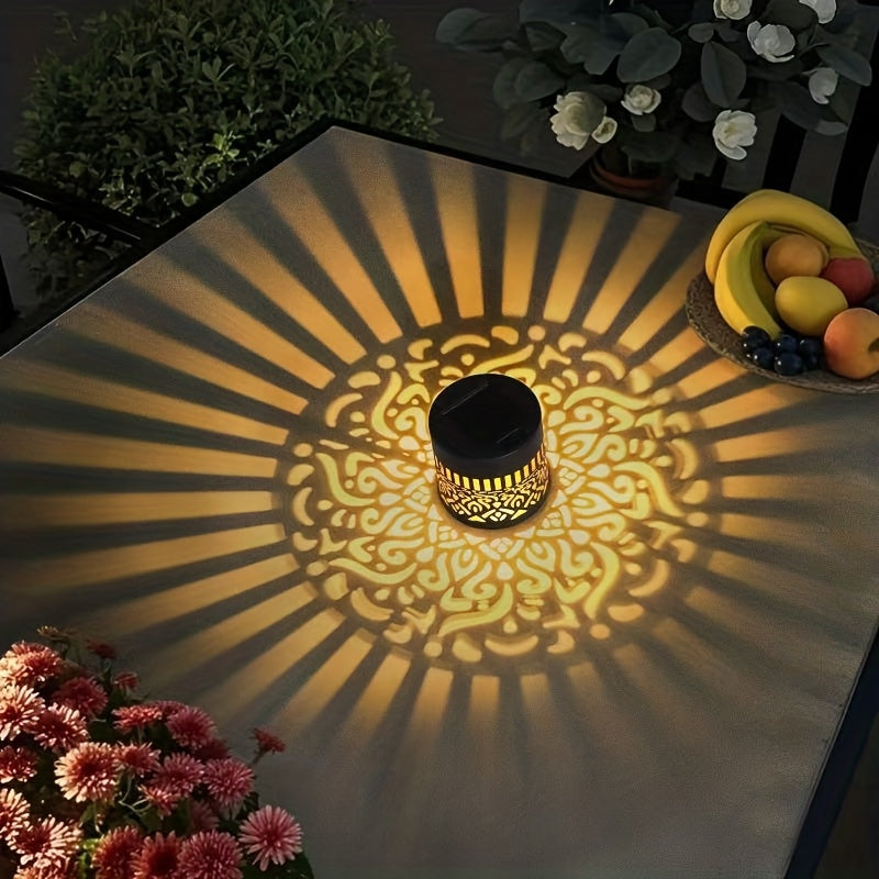 Applique solaire à motifs projetés, cylindre ajouré, lot de 2
