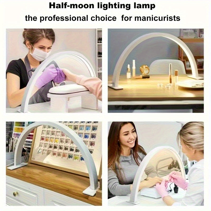 Lampe de bureau LED demi-lune blanche, arche de 42 cm à 3 teintes
