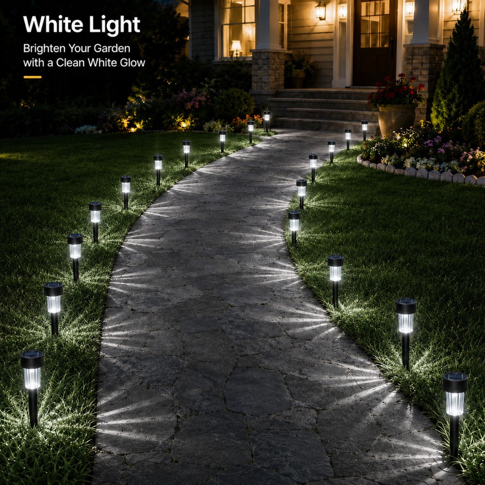 Lot de 24 balises solaires de jardin noires à 3 lumières, IP44