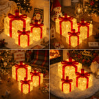 Lampe décorative de Noël, lot de 3 paquets cadeaux lumineux 60 LED