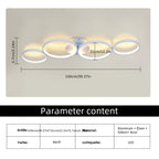 Plafonnier LED 100 cm à quatre anneaux, blanc à variateur ou noir