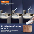 Lampe de bureau LED pliable sans fil, panneau tactile à 3 teintes