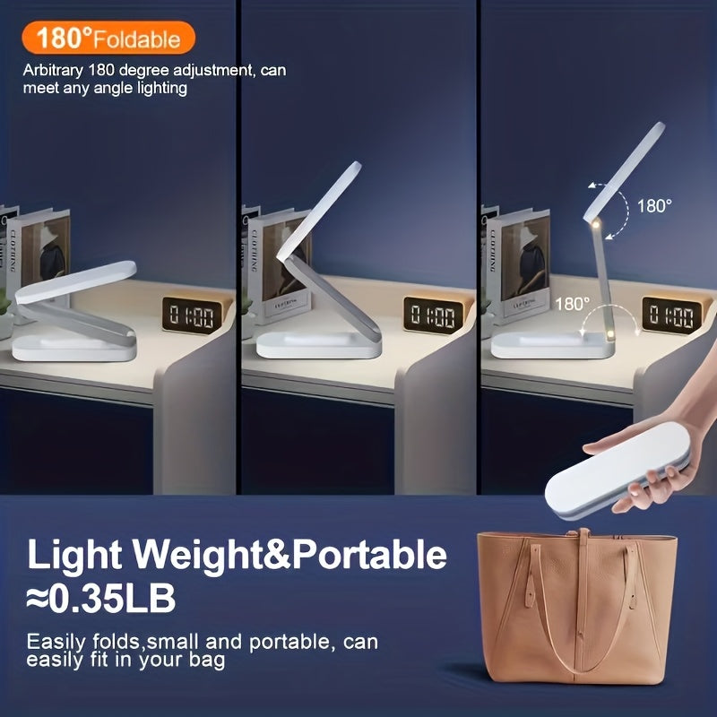 Lampe de bureau LED pliable sans fil, panneau tactile à 3 teintes
