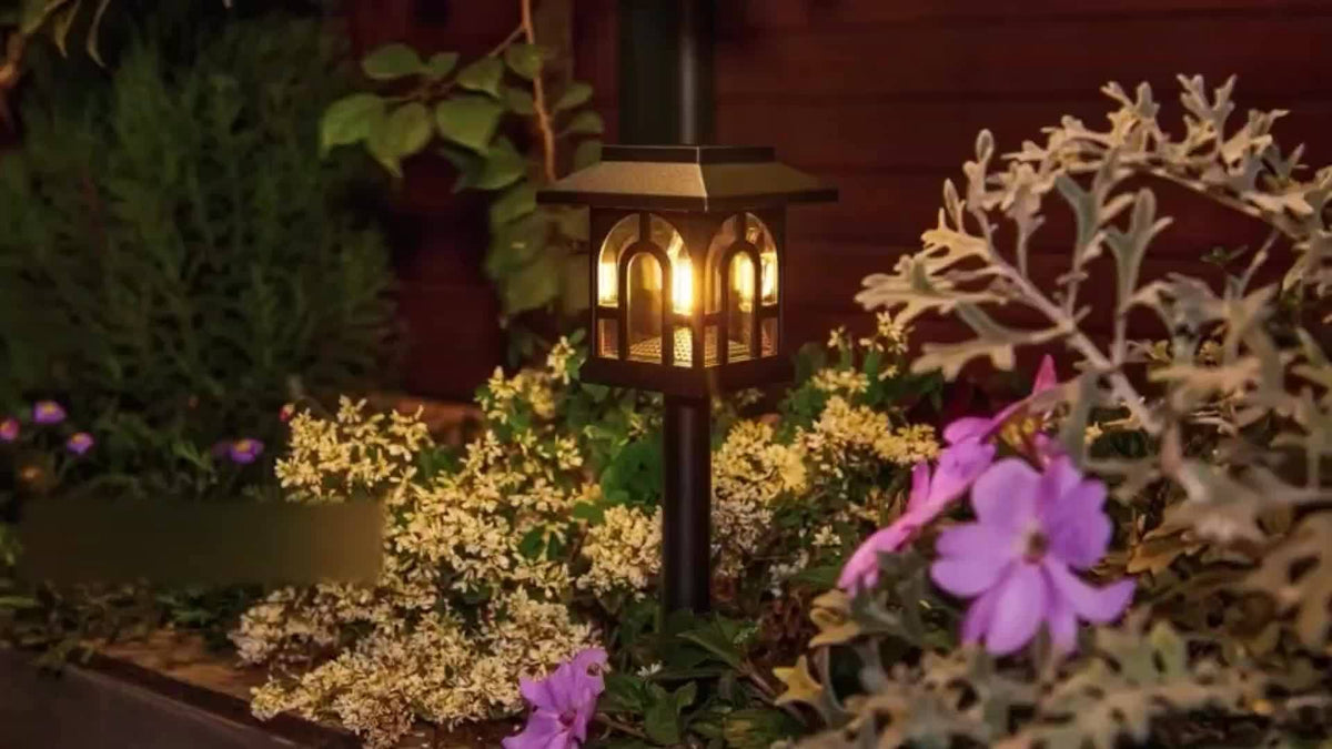 Lot de 8 balises solaires lanterne à filament LED, 38,8 cm