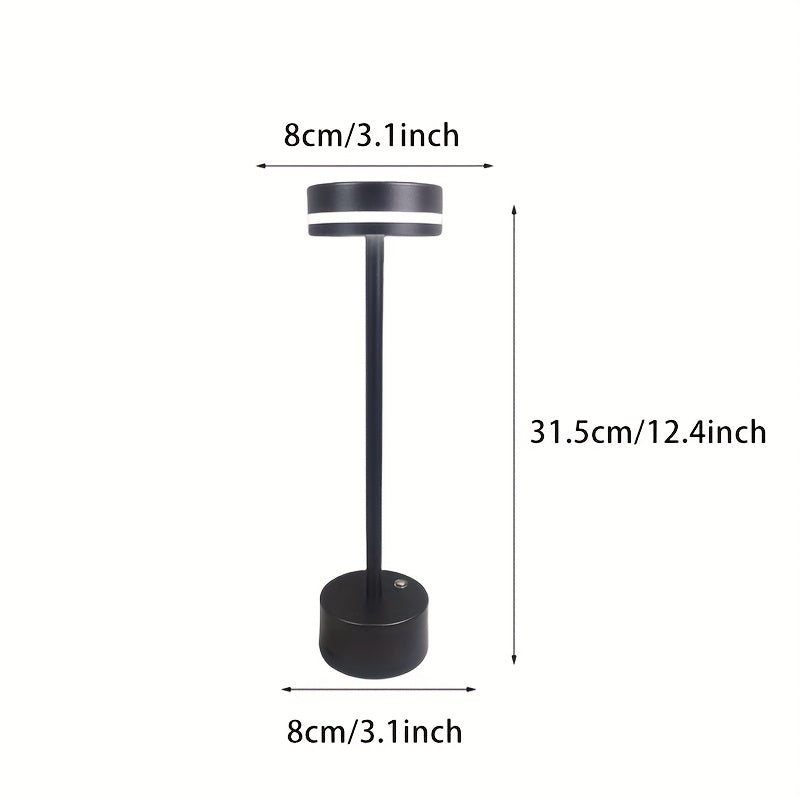Lampe de table sans fil en métal à tête ronde, tactile 3 teintes