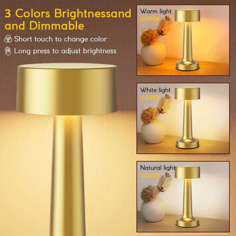 Lampe de table sans fil bistrot en métal, lot de 2 ou de 4
