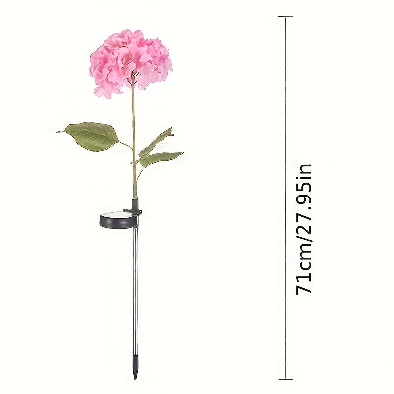 Lampe solaire fleur d'hortensia sur tige de 71 cm, 4 coloris