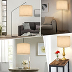 Abat-jour tambour en lin beige, Ø 33 x H 25 cm, pour lampadaire