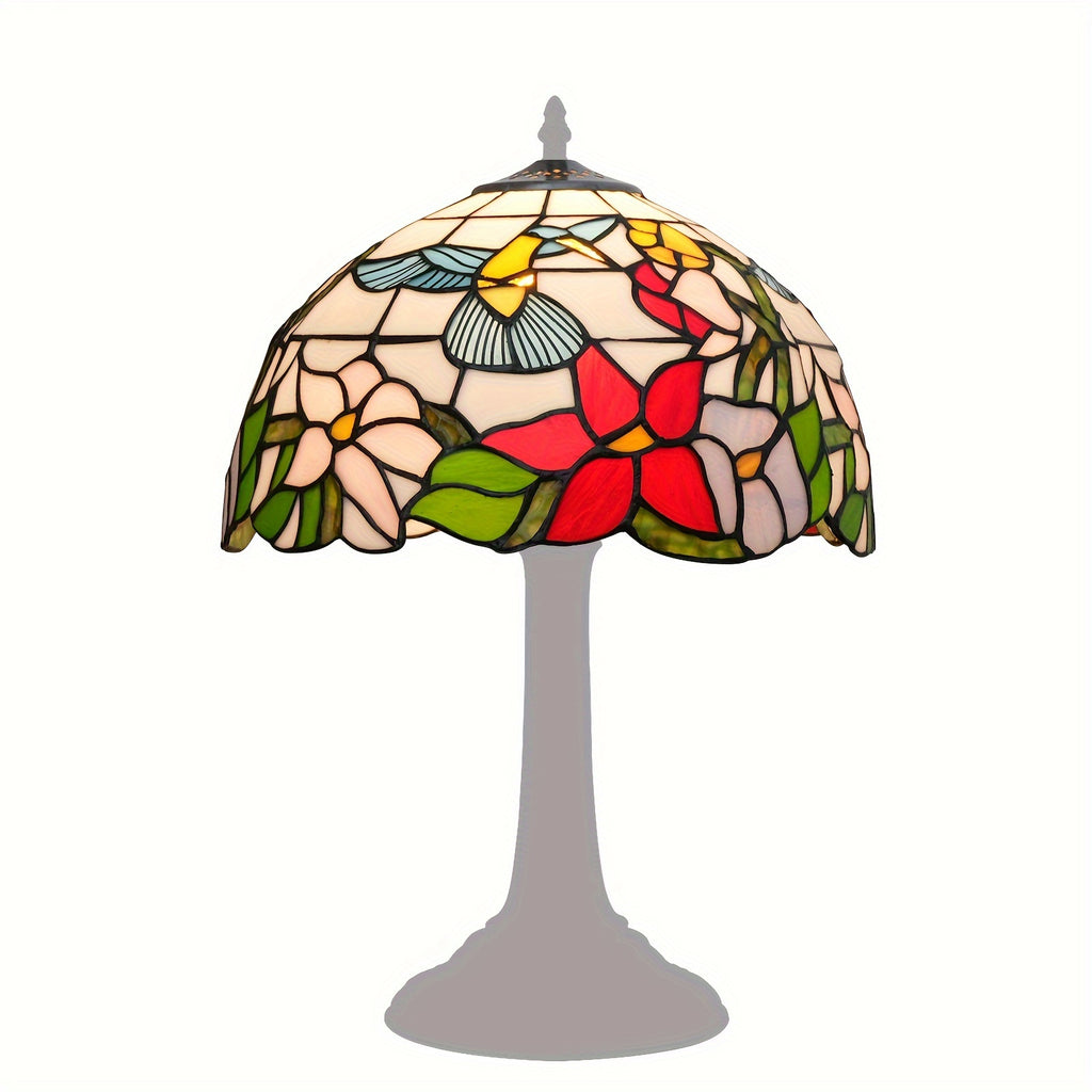 Verre de remplacement en vitrail colibris et fleurs, Ø 30 cm
