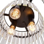 Plafonnier noir à prismes de cristal, 3 lumières E27, Ø 40 cm