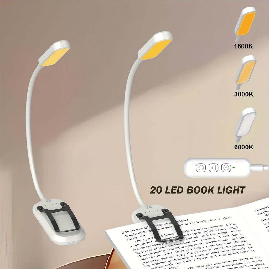 Lampe de lecture à pince 20 LED de 54 g, lumière ambrée 1600 K